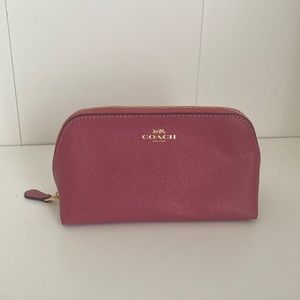 Coach pink leather small makeup bag